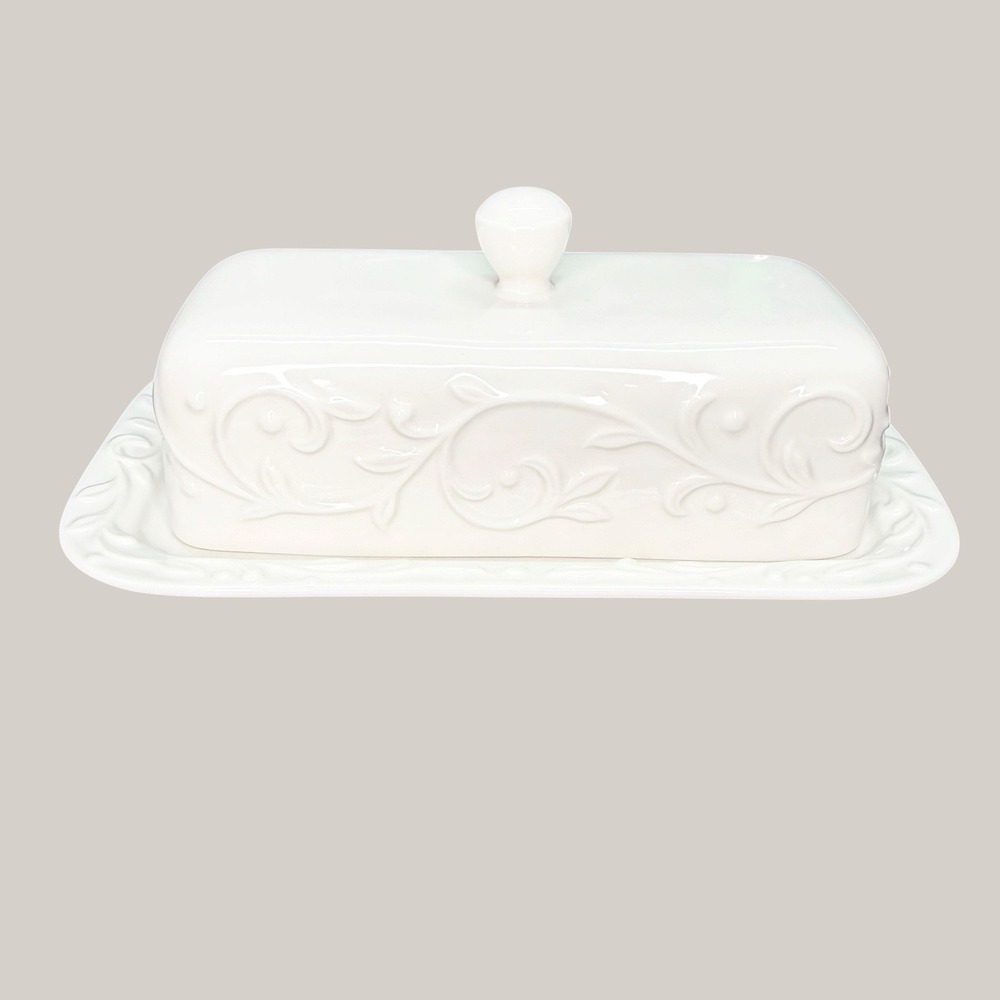 Lenox Opal Innocence Carved Covered Butter Dish